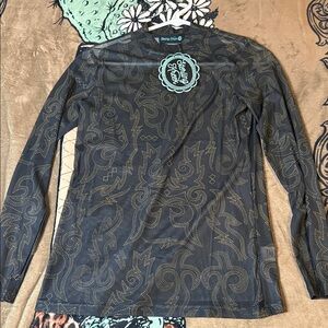NWT Mesh XS BOOT STICH Black Long Sleeve Shirt